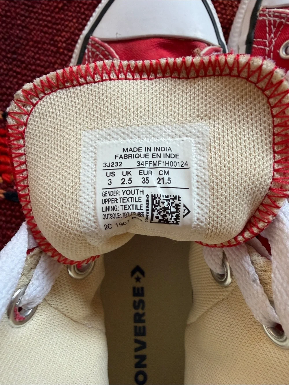 Converse Kids Red High-Top Canvas Sneakers with White Laces